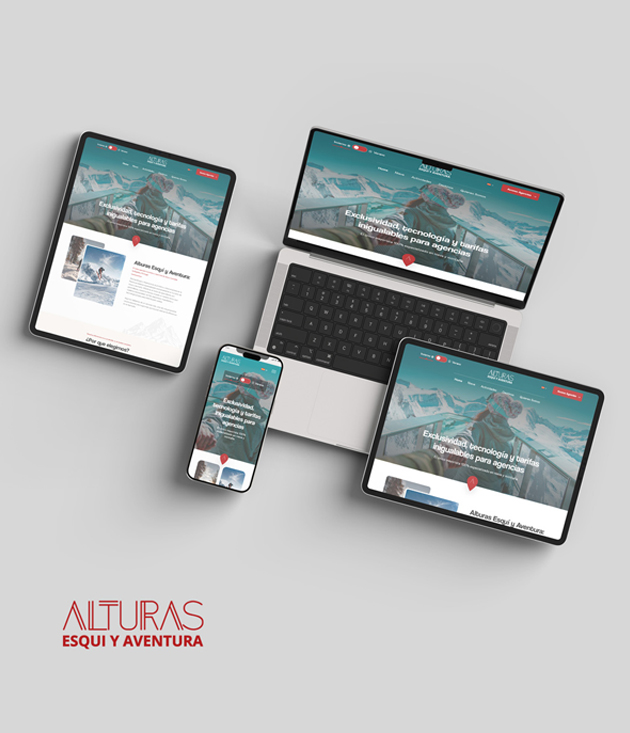 Diseño web Alturas esqui y aventura por CR Disseny, mostrando una interfaz atractiva y funcional.