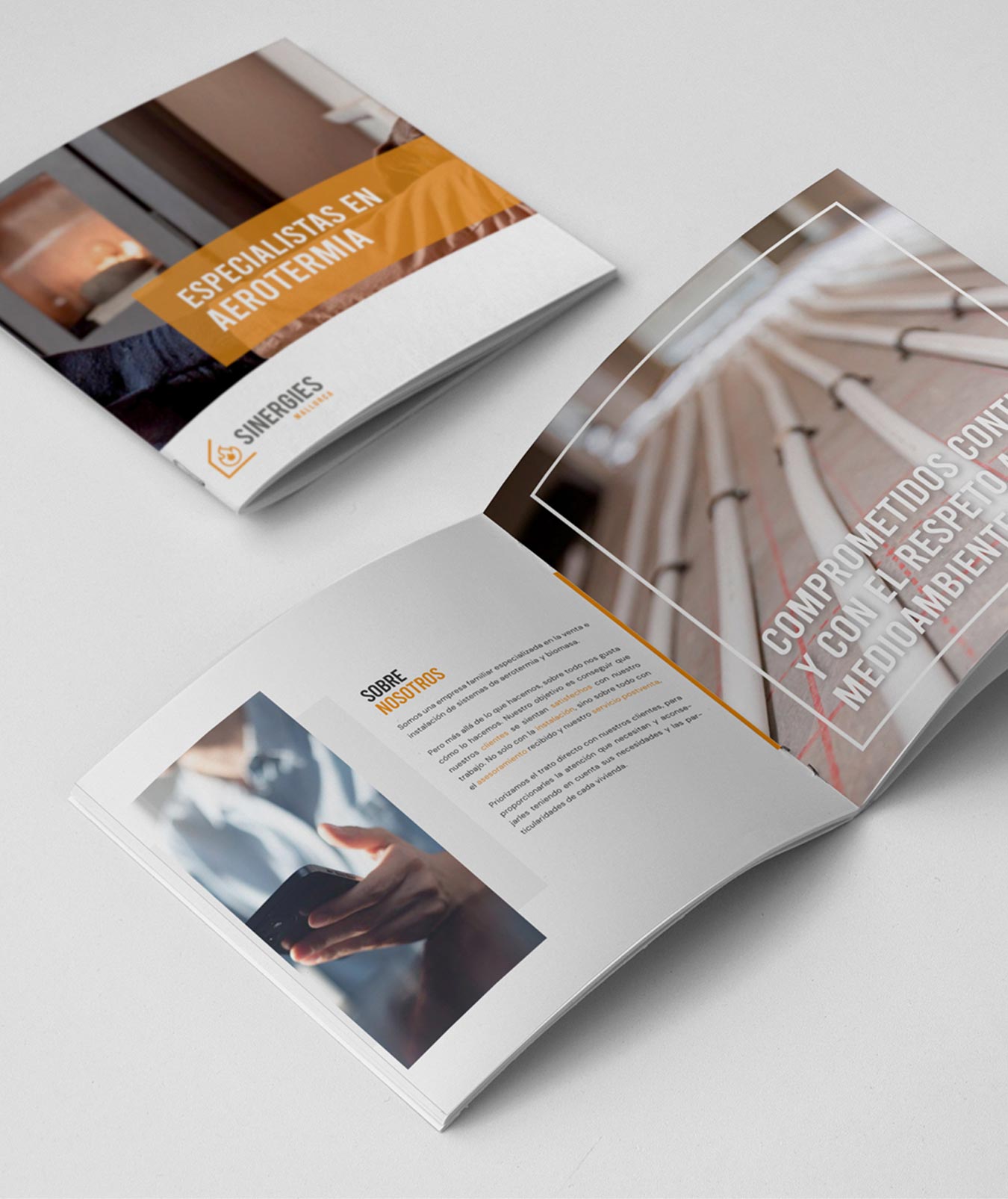 Diseño maquetación catálogo corporativo Sinergies Mallorca - diseño marca CR disseny