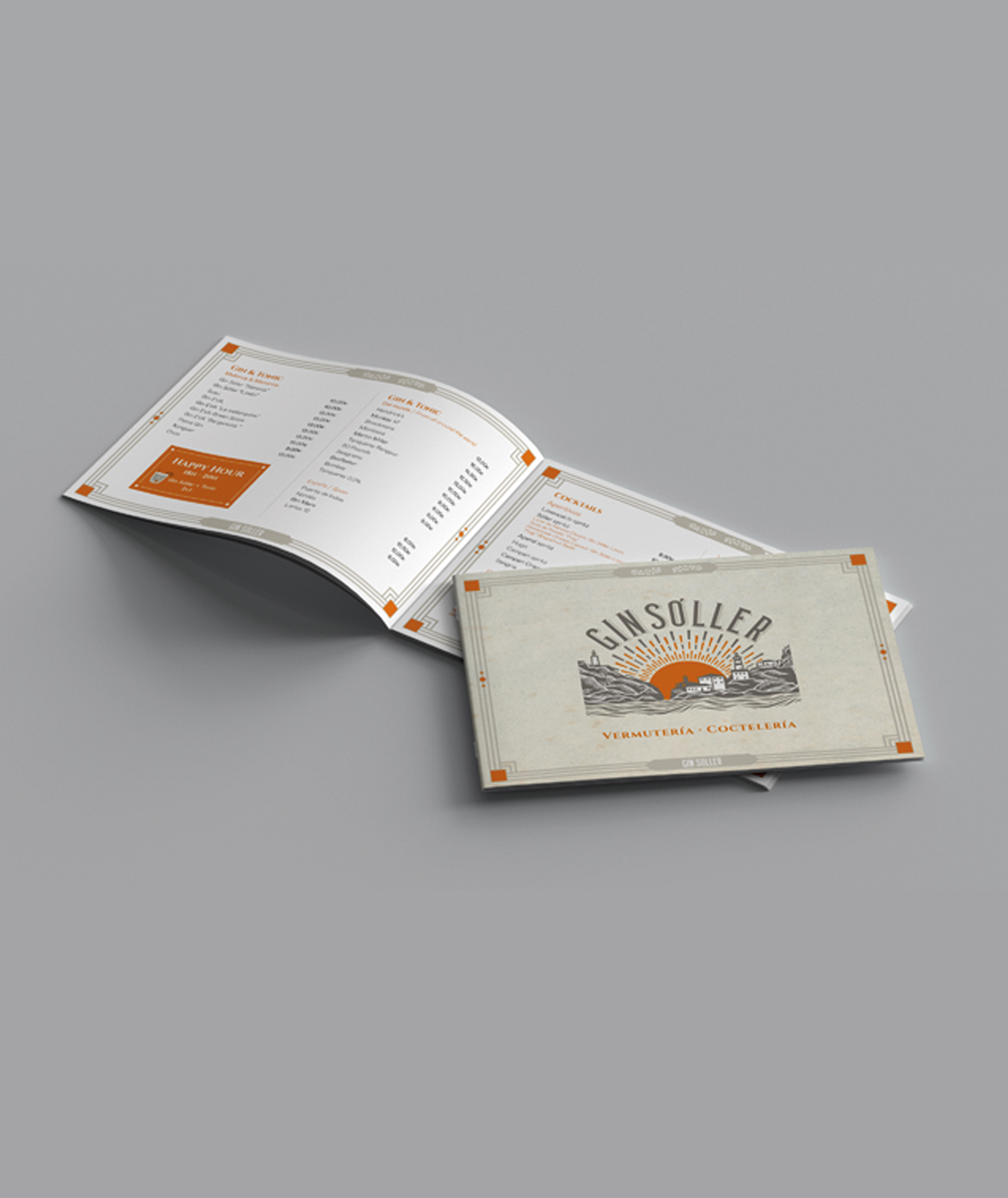 Diseño maquetación folleto menu bar Gin Sóller - diseño marca CR disseny