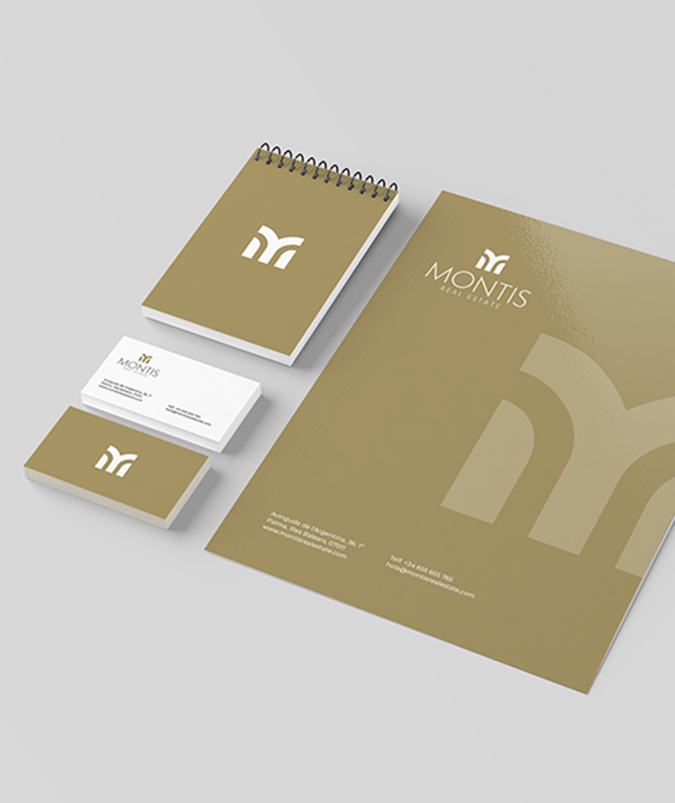 Diseño branding, imagen corporativa, logo para Montis Real Estate - diseño marca CR disseny