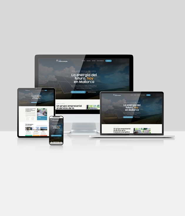 Diseño web para Grup Cabot Energia por CR Disseny, mostrando una interfaz elegante y funcional.